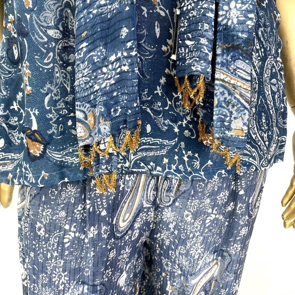 VINTAGE JA RESORT 100% RAYON FOUR-PIECE PANT SET, PAISLEY PRINT SIZE S - Picture 6 of 13